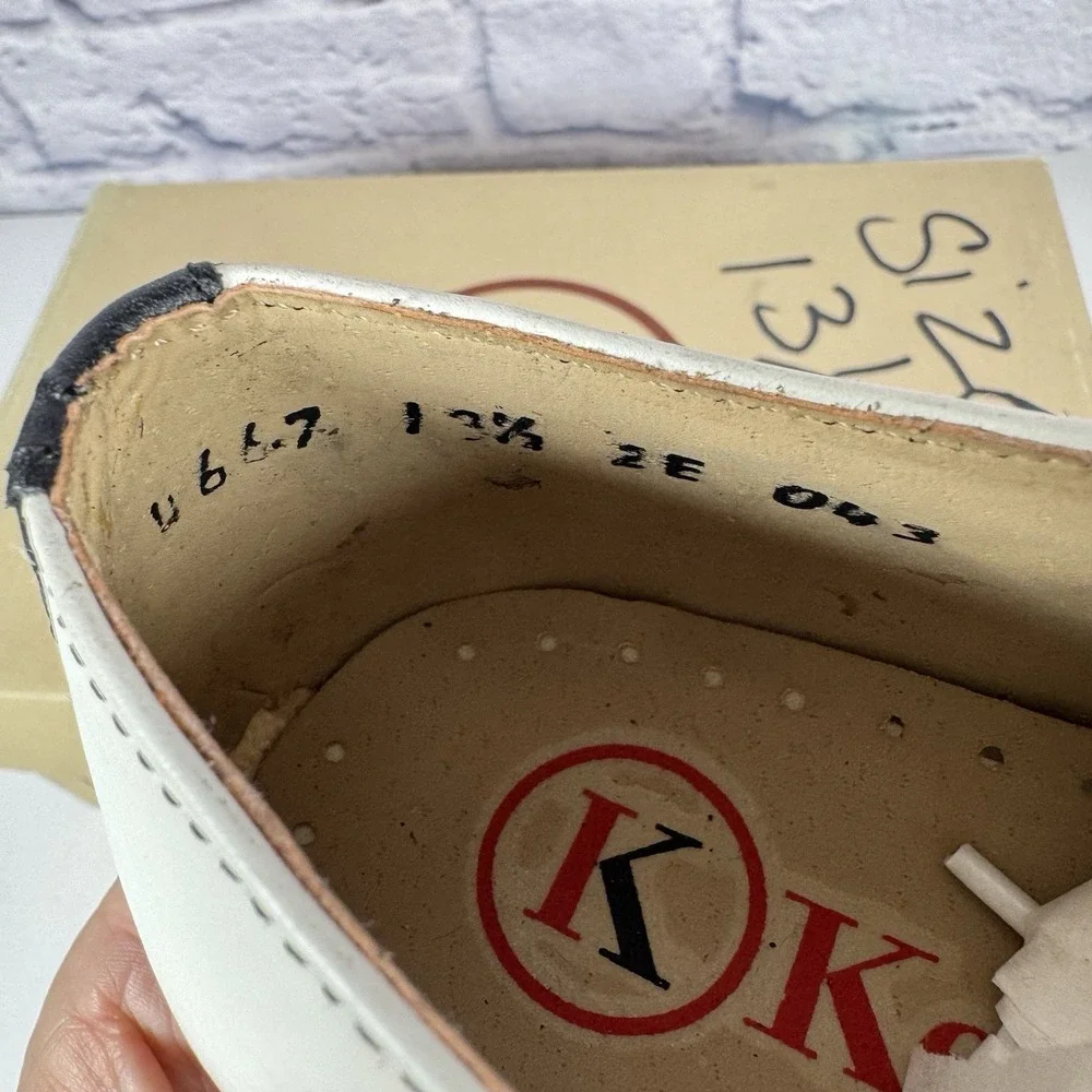 Kesco Classic White Black Saddle Shoes Leather Oxford Uniform 4667 Girls 13.5 EE - Picture 3 of 8